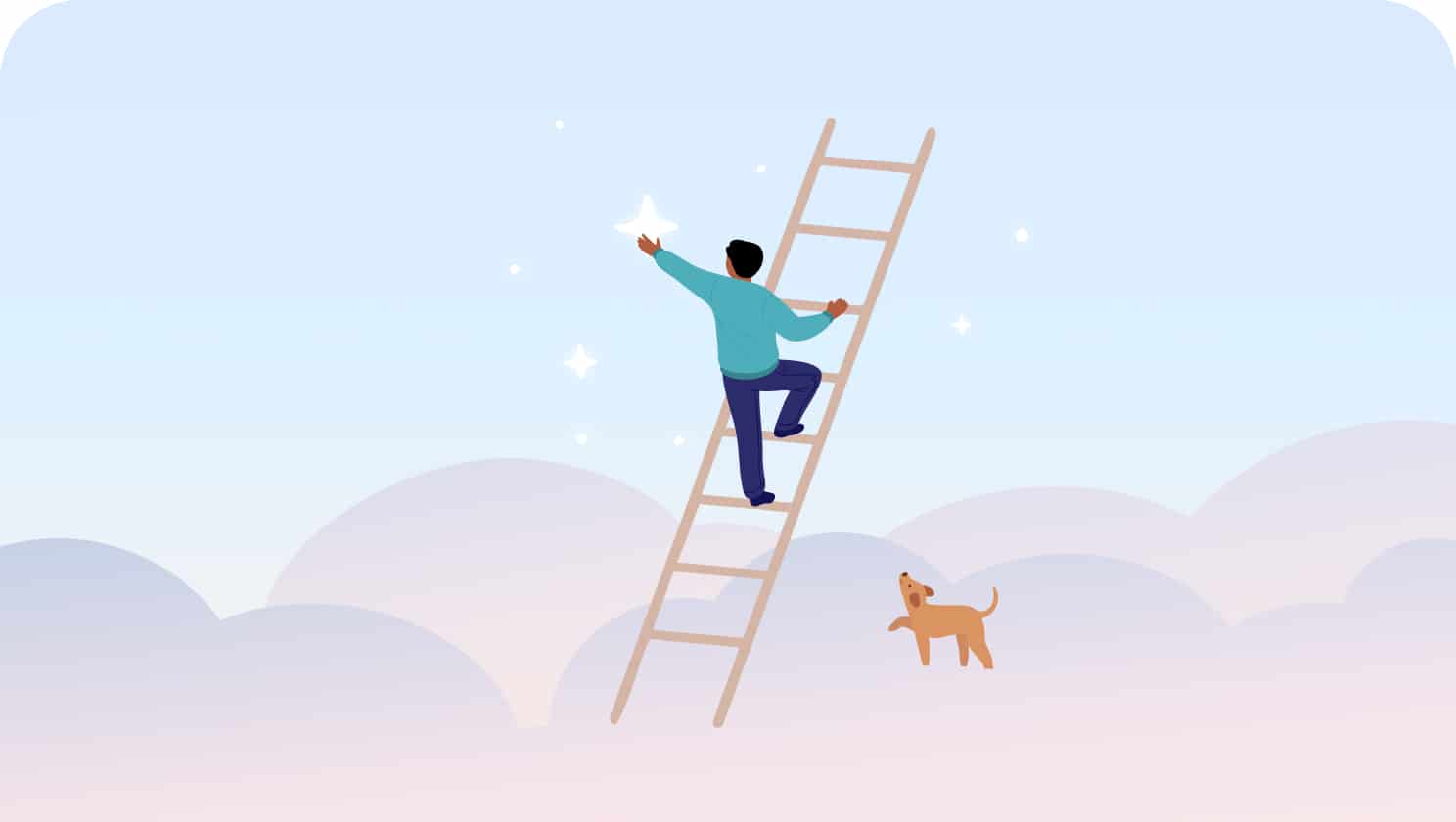 illustration of a person climbing a ladder