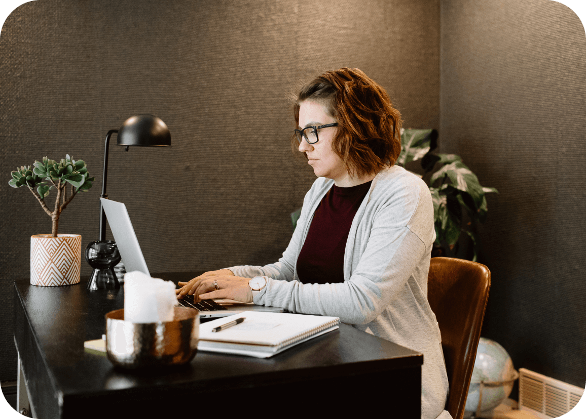 woman working at desk