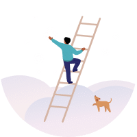 Illustration of man climbing a ladder