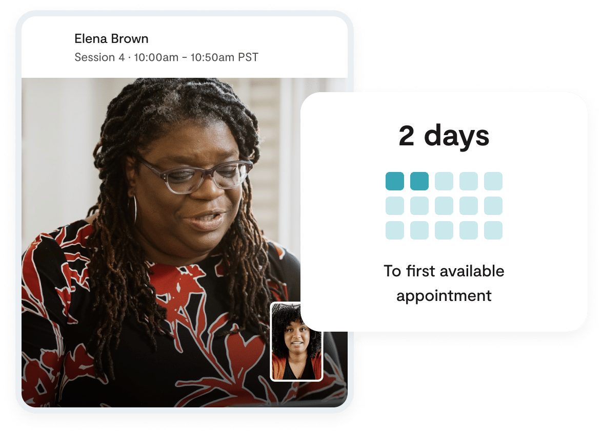 Screenshot from Lyra platform showing a therapist video calling with member