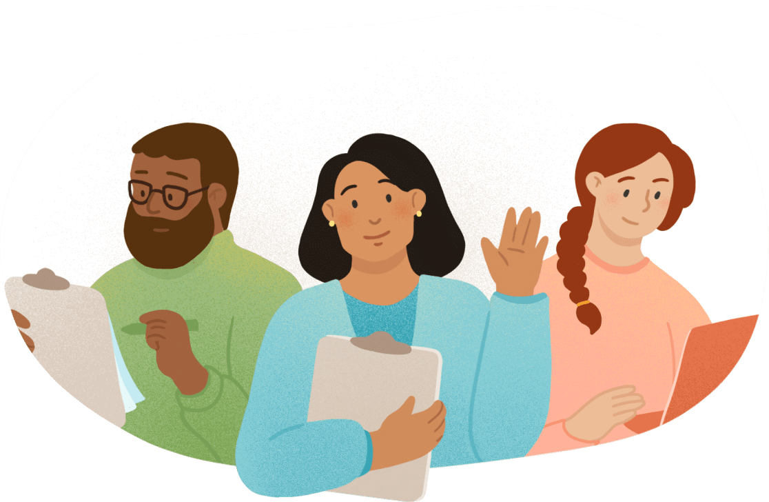 group of 3 diverse providers illustration