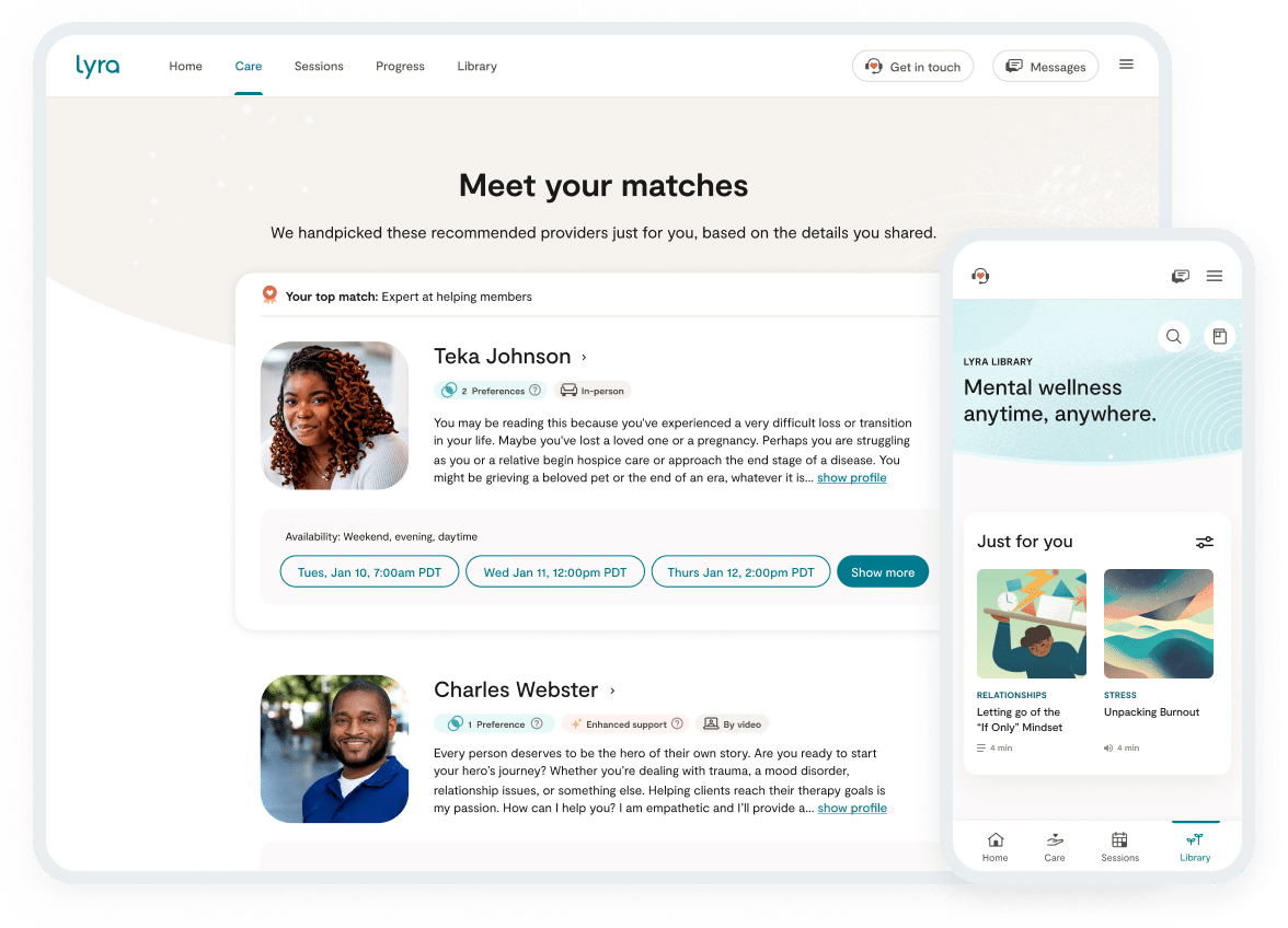snapshot of provider matches in lyra product