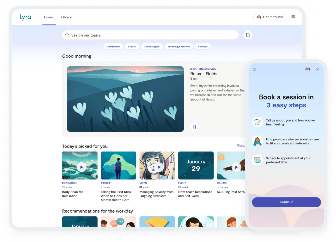 Screenshot of Lyra Select platform home screen